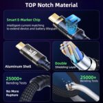 ⁦USB C Long Cable 16FT/5M Compatible with Thunderbolt 3,USB C 3.1 Gen 1 Cable 10Gbps Data Transfer,4K@60Hz/2K@120Hz Video Output Monitor Cord,Type-C Nylon Braided PD3.0 100W Fast Charging.⁩ - الصورة ⁦7⁩
