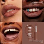 ⁦كريم شفاه مطفي سموث ويب، احمر شفاه سائل نباتي مرطب يدوم طويلا من ان واي اكس بروفشنال ميكاب، لون ميموري فوم (Cool Caramel)⁩ - الصورة ⁦3⁩