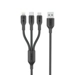 كابل دورالين 4 للشحن السريع ونقل البيانات متعدد الوظائف 3 في 1 من اورايمو، كابل USB-A إلى نوع سي/ لايتنينج/ مايكرو 60 وات، كابل توصيل طاقة عالي السرعة بطول 1.2 متر، لون أسود، موديل OCD-118MCL