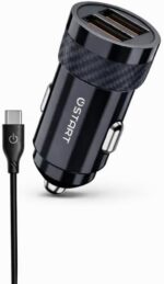 Fast High Power Dual Port Car Charger, ST-35E Turbo Fast Car Adapter with Type-C Cable, 12X Super Charge, Safe Charging Technology for Smartphones and Tablets - الصورة 2