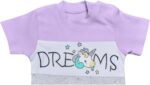 ⁦تيشرت نصف كم مطبوع مزين بعبارة "Dreams" للبنات، قطعة واحدة من بيبي شورا⁩ - الصورة ⁦2⁩
