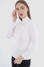 ⁦CARINA Womens Basic Long Sleeves High Neck Viscose Undershirt⁩ - الصورة ⁦4⁩