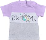 تيشرت نصف كم مطبوع مزين بعبارة "Dreams" للبنات، قطعة واحدة من بيبي شورا