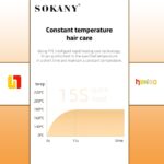 ⁦مكواة فرد الشعر المسطحة من السيراميك بدرجة حرارة 399° مئوية، سريعة التسخين مع إغلاق اوتوماتيك بعد 60 دقيقة للسلامة وسلك دوار 360° وجهد مزدوج، 966 من سوكاني⁩ - الصورة ⁦7⁩