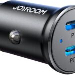 شاحن من جويروم بمنفذ USB متوافق مع هواتف USB-C و لايتنينغ بمنفذين بقدرة 30 واط مع شحن سريع و حماية متعددة و تصميم مدمج