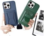 3M Store Leather Case Compatible for iPhone 13 pro max Shockproof Leather Back Card Storage & case built-in Stand PU leather for a stylish look, comfortable grip (Red wine) - الصورة 3