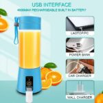 ⁦كوب خلاط محمول زجاجات شخصية صغير لعصائر السموذي قابل لاعادة الشحن بمنفذ USB للمطبخ والمخفوقات والعصائر وعصير الفاكهة تصميم للسفر وصالة الالعاب الرياضية والمكتب أزرق 2000 واط من وينود⁩ - الصورة ⁦6⁩