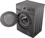 ⁦غسالة تحميل أمامي ميديا MF110W80B/TT بتقنية انفرتر وميزة التنظيف بالبخار بتصميم رفيع، حوض غسيل كبير 51 سم، تقنية تربو ووش، خلط قوي، نظام حماية صحية وتنظيف الحوض إضافة ملابس، 8 كجم، لون رمادي تيتانيوم⁩ - الصورة ⁦3⁩