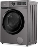 ⁦غسالة تحميل أمامي ميديا MF110W80B/TT بتقنية انفرتر وميزة التنظيف بالبخار بتصميم رفيع، حوض غسيل كبير 51 سم، تقنية تربو ووش، خلط قوي، نظام حماية صحية وتنظيف الحوض إضافة ملابس، 8 كجم، لون رمادي تيتانيوم⁩ - الصورة ⁦2⁩
