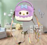 ⁦شنطة كروس سيليكون لطيفة للأطفال بتصميم فيونكة كرتونية - شنطة كتف صغيرة ناعمة وخفيفة الوزن مع حزام قابل للتعديل للبنات⁩ - الصورة ⁦7⁩