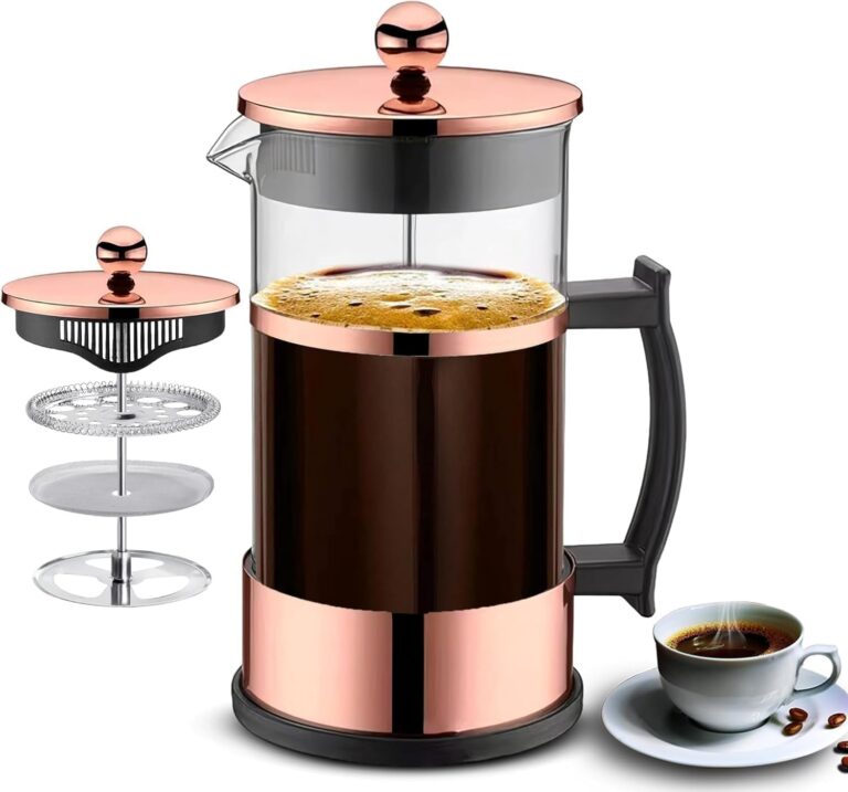 ماكينة تحضير القهوة الفرنسية طراز DV-148 مصنوعة من الزجاج المقاوم للحرارة بتصميم صغير الحجم سهل الاستخدام مع فلتر من الفولاذ المقاوم للصدأ للمنزل والمكتب والسفر، سعة 350 مل، لون ذهبي