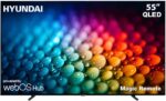 تلفزيون سمارت 55 بوصة بدون إطار، بنظام ويب او اس، بدقة 4K UHD، بشاشة QLED، مع رسيفر مدمج من هيونداي، بلون أسود موديل L55HYNDA750 - الصورة 2