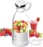 خلاط كهربائي يدوي محمول متعدد الاستخدامات بوصلة USB قابل لإعادة الشحن، للسموذي ومشروبات البروتين، تصميم صغير، للاستخدام المنزلي والمكتبي والأماكن المفتوحة - أبيض