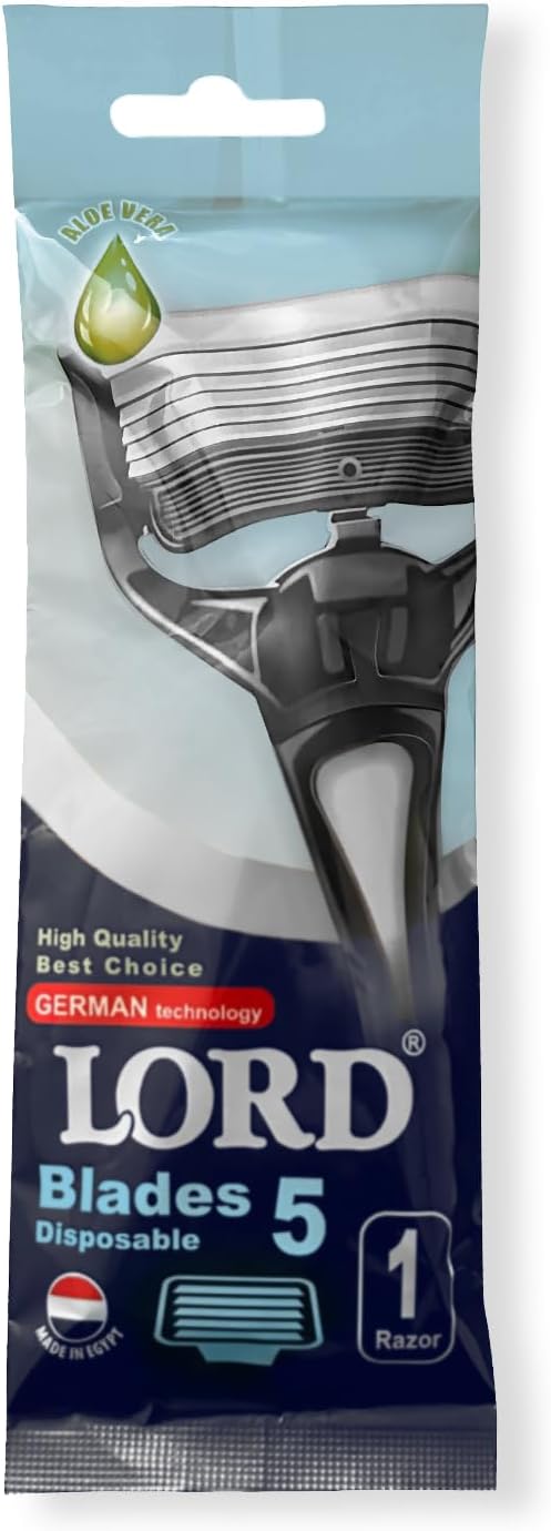 61vw-wguxzL._AC_SL1500_.jpg ماكينة حلاقة للاستعمال مرة واحدة من لورد، 5 قطع+قطعة إضافية