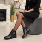 بوت طول الكاحل جلد مع ضفيرة - G-23 - الصورة 4