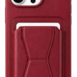 3M Store Leather Case Compatible for iPhone 13 pro max Shockproof Leather Back Card Storage & case built-in Stand PU leather for a stylish look, comfortable grip (Red wine)
