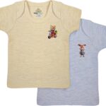 Baby Shoora Boys Short Sleeve Undershirt Set Of 2 Pieces Half Sleeves Undershirt Printed Shapes