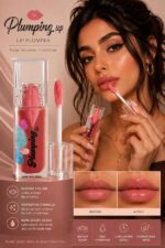 ⁦Safira Lip Plumping Gloss, Nude, with Hyaluronic Acid, Peptides and Vitamin E, Deep Moisturising, Natural Fuller Lips⁩ - الصورة ⁦2⁩