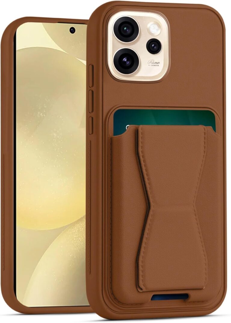 Dl3 Mobilak Leather Wallet Case Compatible with Oppo Reno15 Pro Max, Leather Back Cover With TPU Frame, Shockproof Protective Phone Case with Card Holder Stand (Brown)