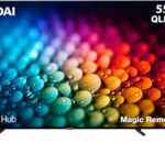تلفزيون سمارت 55 بوصة بدون إطار، بنظام ويب او اس، بدقة 4K UHD، بشاشة QLED، مع رسيفر مدمج من هيونداي، بلون أسود موديل L55HYNDA750
