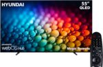 تلفزيون سمارت 55 بوصة بدون إطار، بنظام ويب او اس، بدقة 4K UHD، بشاشة QLED، مع رسيفر مدمج من هيونداي، بلون أسود موديل L55HYNDA750
