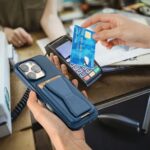 حافظة جلدية متوافقة مع موبايل اوبو A6 برو من الجلد المقاوم للصدمات مع مسند مدمج من جلد البولي يوريثين لمظهر انيق وقبضة مريحة مع حامل كروت مدمج مع الجراب (اسود) - الصورة 2