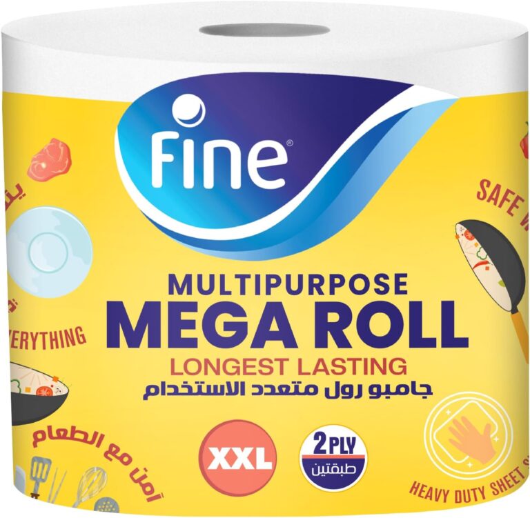 لفافة مناديل مطبخ 2 طبقة أطول مدة استخدام من فاين، مقاس كبير جدًا XXL.