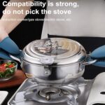 ⁦مقلاة عميقة يابانية كبيرة - فولاذ مقاوم للصدأ 304 مع ميزان حرارة، رف لتقطير الزيت، غطاء مقاوم للرذاذ، تحكم دقيق - 20 سم 24 سم (فولاذ مقاوم للصدأ 20 سم)⁩ - الصورة ⁦4⁩