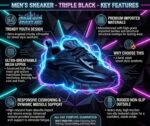 ⁦Men's sneaker - Trendy youth design - manufactured from premium imported materials - Triple Black - Ultra-Breathable Mesh - Responsive Cushioning - and Dynamic Midsole Support for All-Day Comfort⁩ - الصورة ⁦7⁩