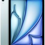 اي باد اير 11 بوصة بشريحة M3 ذكية وشاشة ليكويد ريتينا 128GB تخزين وكاميرا أمامية وخلفية 12MP وواي فاي 6E وخاصية التعرف باللمس وبطارية بمدة تشغيل طويلة من آبل، أزرق