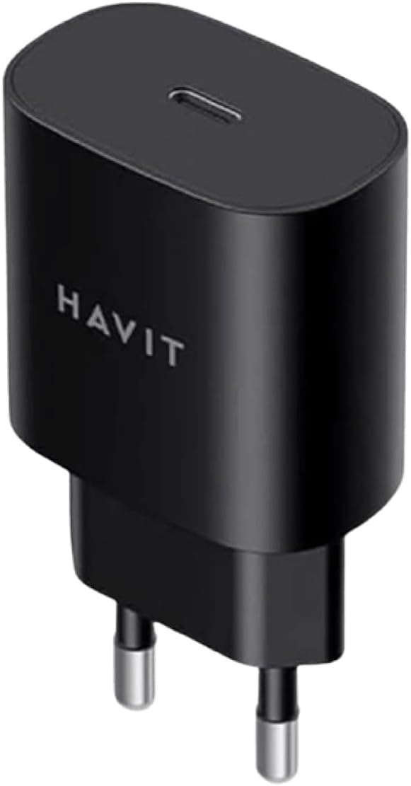 412tyRmXtL._AC_SL1280_.jpg شاحن UC25 عالي السرعة 25 واط USB-C لسامسونج من هافيت، متعدد المنافذ، تقنية جان، حماية من الجهد الزائد ودرجة الحرارة، ضمان لمدة عام
