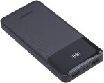 باور بانك من جي-باور سعة 10000 مللي أمبير بتقنية ليثيوم بوليمر ومنافذ USB و تايب-C مع شاشة LED وشحن سريع للهواتف و التابلت، أسود
