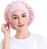 طقم بونيه ساتان من قطعتين من روجينا، قبعة شعر ناعمة للنوم مع شريط عريض للنساء، قبعة ليلية لحماية الشعر المجعد، تقلل من التقصف وتحافظ على الرطوبة أثناء النوم - الصورة 4