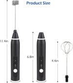 ⁦صانع رغوة الحليب الكهربائي المحمول وقابل لإعادة الشحن بمنفذ USB و3 سرعات قابلة للتعديل مع مضربين ستانلس ستيل، مضرب بيض وخلاط صغير وأداة خفق القهوة والكابتشينووالماتشا والشيكولاته الساخنة⁩ - الصورة ⁦7⁩