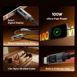 ⁦كابل من أورايمو بطول 1.2 متر نوع USB-C متوافق مع سمارتفون وتابلت ولابتوب⁩ - الصورة ⁦2⁩