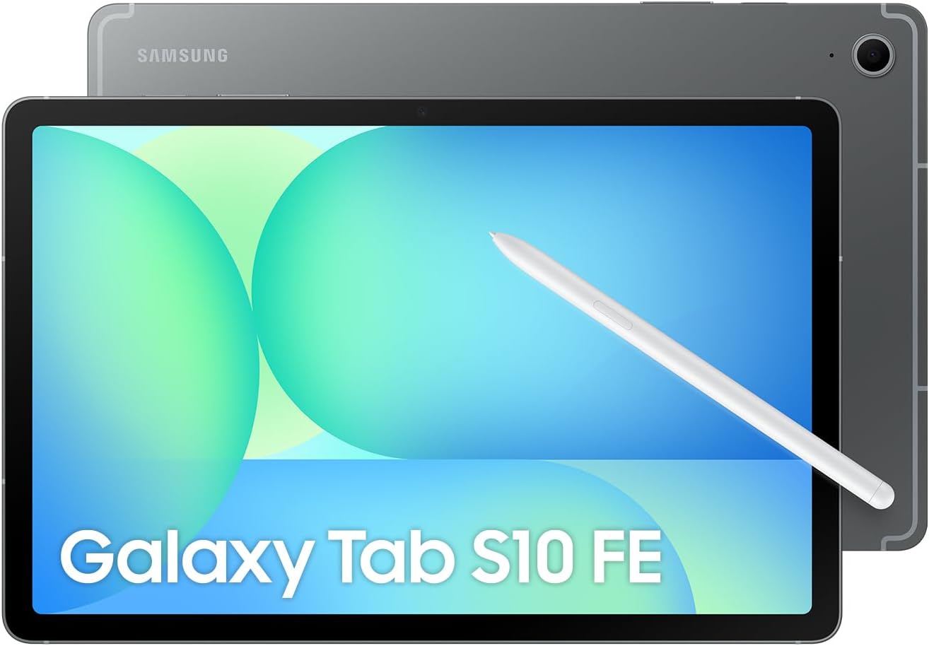61LRD7Mju9L._AC_SL1500_.jpg تابلت جالاكسي تاب S10 FE من سامسونج، بواي فاي، ذاكرة رام 8GB، تخزين 128GB، شاشة 10.9 بوصة، عرض 90 هرتز، يتضمن قلم ستايلس، IP68، مدة تشغيل البطارية طويلة، رمادي (إصدار الإمارات العربية المتحدة)