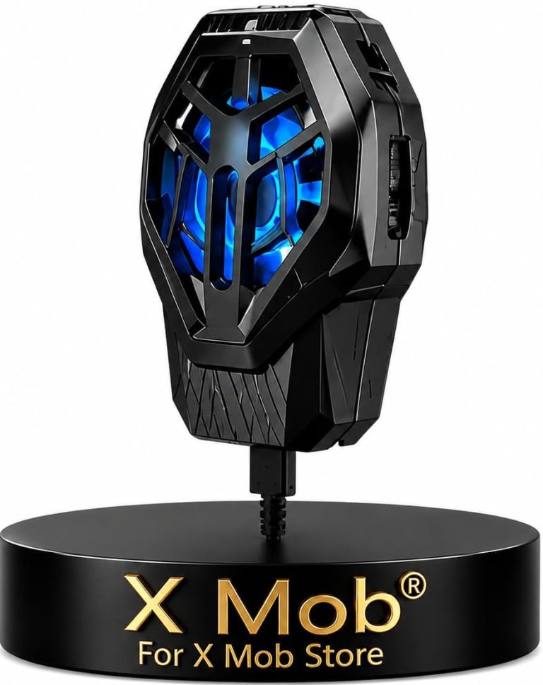 مبرد هاتف S-10، مروحه تبريد حتى -20°C، إضاءة LED زرقاء، منفذ Type-C، مادة ABS، وزن 54 جرام من X mob