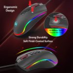 ماوس ألعاب M711 من ريدراجون، ماوس سلكي، 7 أزرار قابلة للبرمجة، ماوس إضاءة RGB قابل للتخصيص، بدقة 10000 نقطة لكل 2.54 سم، ماوس مريح، ماوس خفيف الوزن، للابتوب والكمبيوتر المكتبي (أسود | 16.8 مليون لون ار جي بي، 7 أزرار قابلة للبرمجة، نقطة لكل بوصة قابلة للتعديل، مقبض مريح، مستشعر بصري دقيق - الصورة 9
