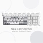 كيبورد فيز بسلك 60% للالعاب باضائة ملونة RGB K617 من ريدراجون ، ميكانيكال مدمجة بـ61 مفتاح واغطية مفاتيح بيضاء ورمادية احمر خطي يدعم مشغل برنامج برو USB - C - الصورة 4