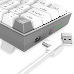 لوحة مفاتيح ألعاب ميكانيكية K705WG-R برو 65% لاسلكية وبلوتوث وسلكية ار جي بي ومفتاح أحمر 68 مفتاح ومقبس تبديل سريع 100%، لوحة إلكترونية مطبوعة مثبتة على لوحة حرة ومفاتيح أسهم مخصصة من ريدراجون - الصورة 8