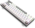 لوحة مفاتيح ألعاب ميكانيكية K705WG-R برو 65% لاسلكية وبلوتوث وسلكية ار جي بي ومفتاح أحمر 68 مفتاح ومقبس تبديل سريع 100%، لوحة إلكترونية مطبوعة مثبتة على لوحة حرة ومفاتيح أسهم مخصصة من ريدراجون - الصورة 4