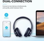 ⁦ساوند كور سماعات راس Q20i هايبرد اكتيف بخاصية الغاء الضوضاء من انكر بلوتوث لاسلكي فوق الاذن وقت تشغيل طويل 40 ساعة صوت عالي الدقة جهير كبير تخصيص عبر تطبيق وضع الشفافية مثالية للسفر أزرق⁩ - الصورة ⁦6⁩