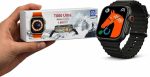 T800 Ultra ساعة ذكية، شاشة 1.99 إنش، بلوتوث، مقاومة للماء، شحن لاسلكي، تتبع اللياقة البدنية (تيتانيوم وحزام اسود) - الصورة 2
