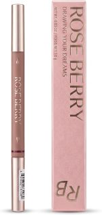 Rose Berry Dual-Ended Eyebrow 2-in-1 Brow Pencil, 1g, 02 Dark Brown | Double-Sided Tip, Fine Precision Tip