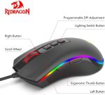ماوس ألعاب M711 من ريدراجون، ماوس سلكي، 7 أزرار قابلة للبرمجة، ماوس إضاءة RGB قابل للتخصيص، بدقة 10000 نقطة لكل 2.54 سم، ماوس مريح، ماوس خفيف الوزن، للابتوب والكمبيوتر المكتبي (أسود | 16.8 مليون لون ار جي بي، 7 أزرار قابلة للبرمجة، نقطة لكل بوصة قابلة للتعديل، مقبض مريح، مستشعر بصري دقيق - الصورة 2