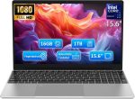 لاب توب 15.6 بوصة دقة FHD 1080 بمعالج سيليرون N95 رباعي نواة 3.4GHz ذاكرة رام 16GB DDR4 و1TB SSD، بطارية 44 وات/س، واي فاي 2.4 جيجا، ويب كام، لوحة مفاتيح (دعم العربية غير مؤكد) USB3.0، فضي من موليجار
