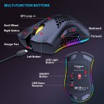 ⁦ماوس ألعاب لاسلكي 2.4GHz بتصميم خلية نحل خفيف الوزن، ماوس كمبيوتر بإضاءة خلفية ار جي بي قابلة لإعادة الشحن مع مستقبل USB وسرعة نقطة لكل بوصة قابلة للتعديل، للكمبيوتر الشخصي وماك واللاب توب من هيتويتف⁩ - الصورة ⁦6⁩