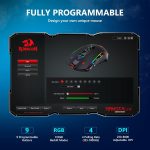 ماوس العاب لاسلكي رينجر لايت M910-KS 8000 نقطة في البوصة من ريدراجون، ماوس مريح قابل للبرمج باضاءة خلفية RGB مع زر اطلاق قابل لاعادة الشحن يعمل لـ70 ساعة لويندوز وماك، لون اسود - الصورة 5