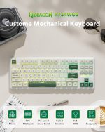 ⁦لوحة مفاتيح ميكانيكية K734WCG-RGB-PRO، 81 مفتاح من ريدراجون، إضاءة خلفية ار جي بي، وضع ثلاثي، أبيض مع لمسات خضراء⁩ - الصورة ⁦2⁩