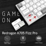 لوحة مفاتيح ألعاب ميكانيكية K705WG-R برو 65% لاسلكية وبلوتوث وسلكية ار جي بي ومفتاح أحمر 68 مفتاح ومقبس تبديل سريع 100%، لوحة إلكترونية مطبوعة مثبتة على لوحة حرة ومفاتيح أسهم مخصصة من ريدراجون - الصورة 7